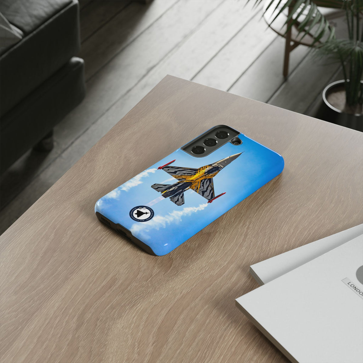 Belgian tiger-striped F-16 climbing vertically aviation photo Samsung Galaxy tough phone case – view 29