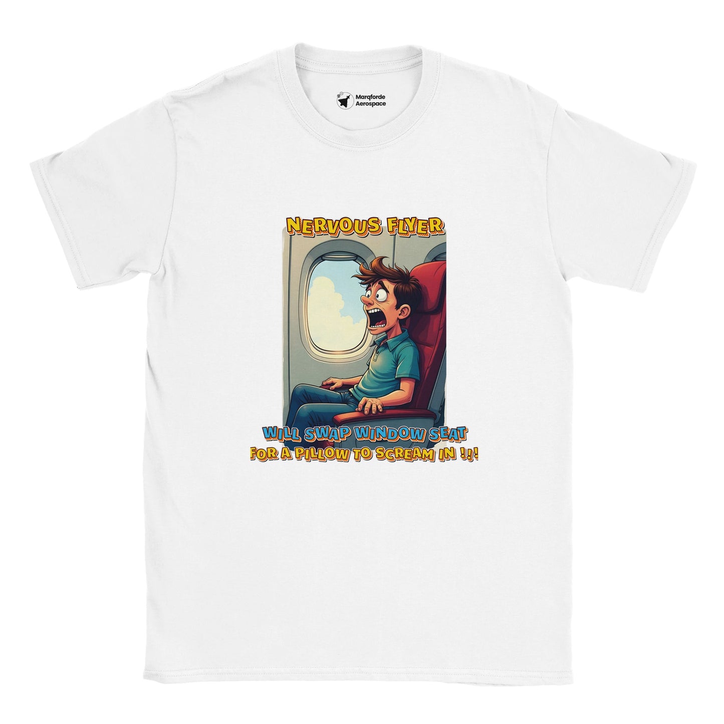 Close-Up of Nervous Flyer Checklist T-Shirt – Bold Graphic Print
