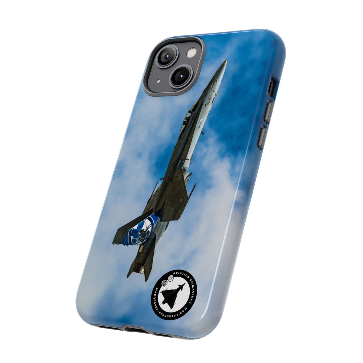 Finnish Hornet climbing with blue and white tail art aviation photo iPhone tough phone case – view 20