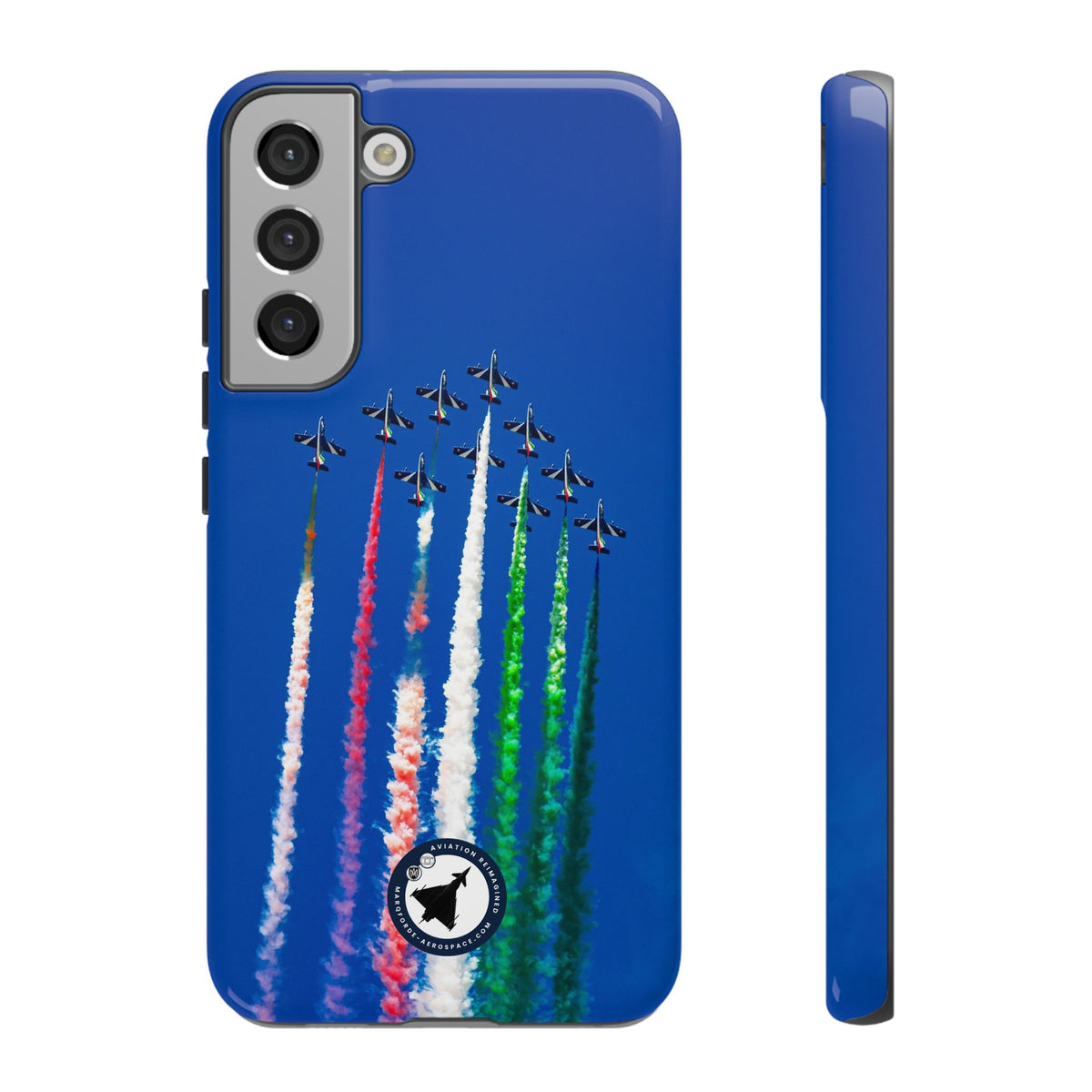 Frecce Tricolori formation trailing tricolour smoke aviation photo Samsung Galaxy tough phone case – view 15