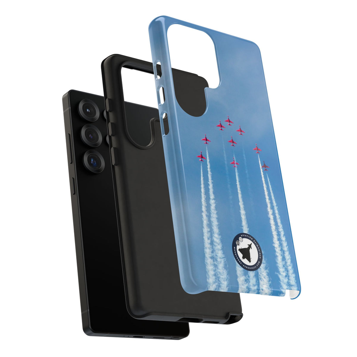Nine Red Arrows Hawks climbing with white smoke aviation photo Samsung Galaxy tough phone case – view 23