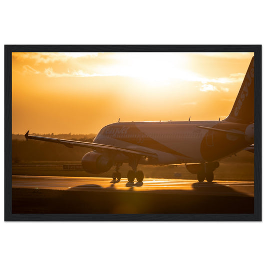 Close-Up of EasyJet A320 Sunset Departure Print – High-Quality Framed Artwork