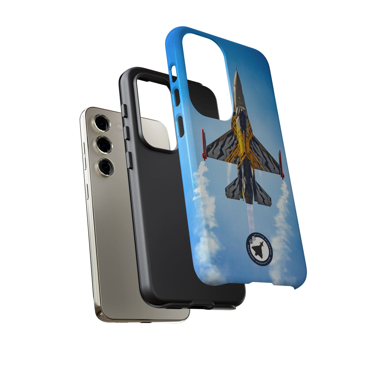 Belgian tiger-striped F-16 climbing vertically aviation photo Samsung Galaxy tough phone case – view 33