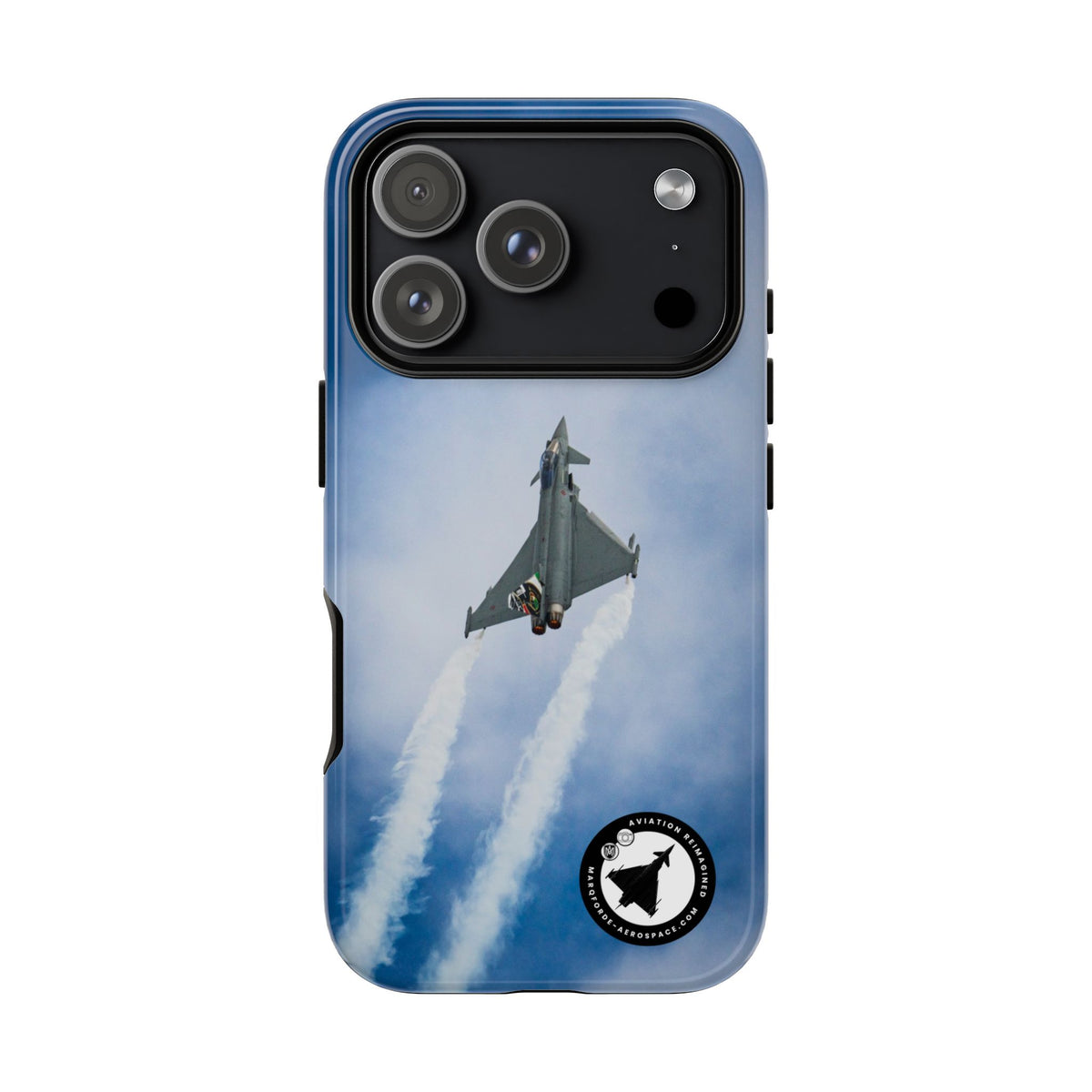 Italian Eurofighter climbing with twin white trails aviation photo iPhone tough phone case – view 20