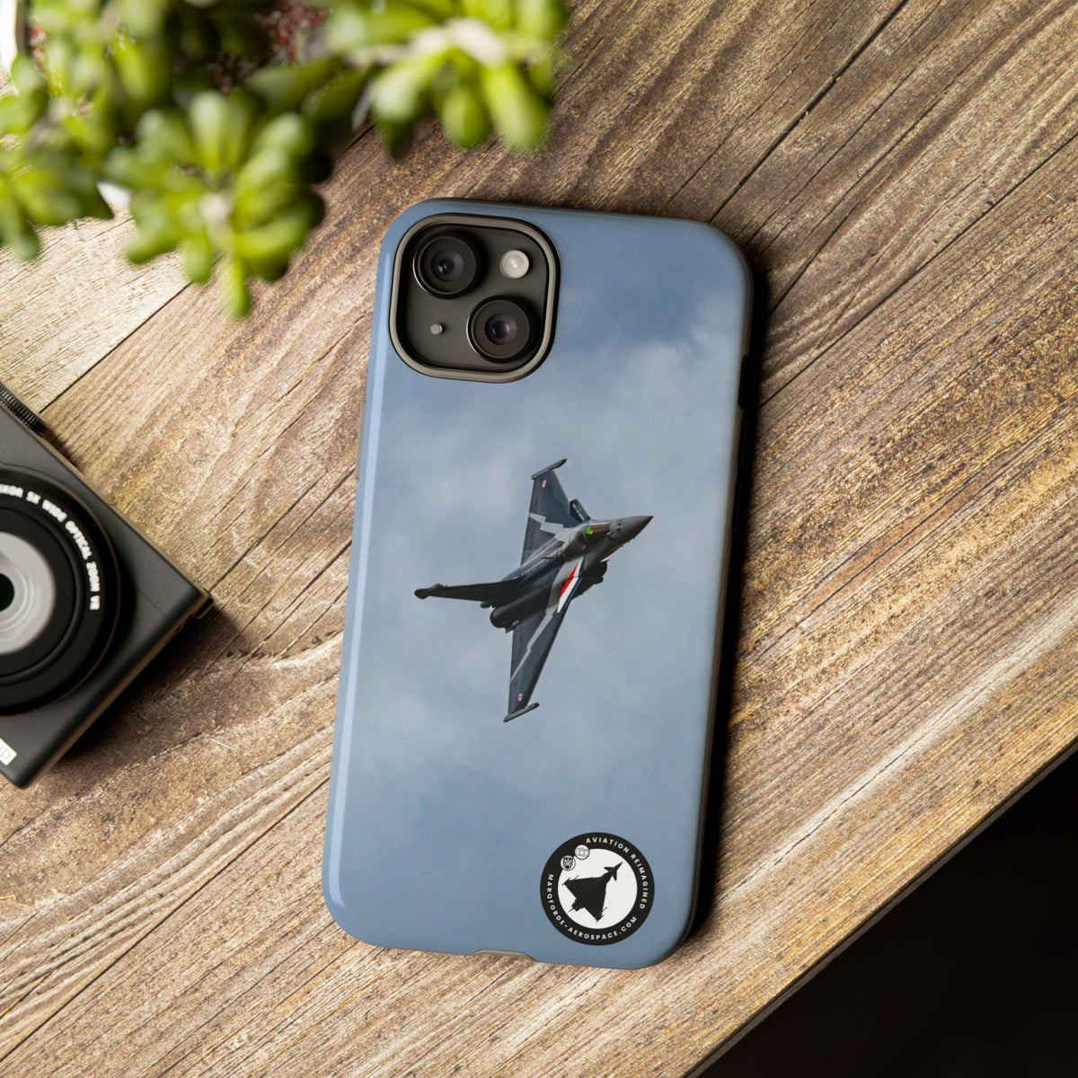 Dark grey striped Rafale banking nose-high in cloud aviation photo iPhone tough phone case – view 37