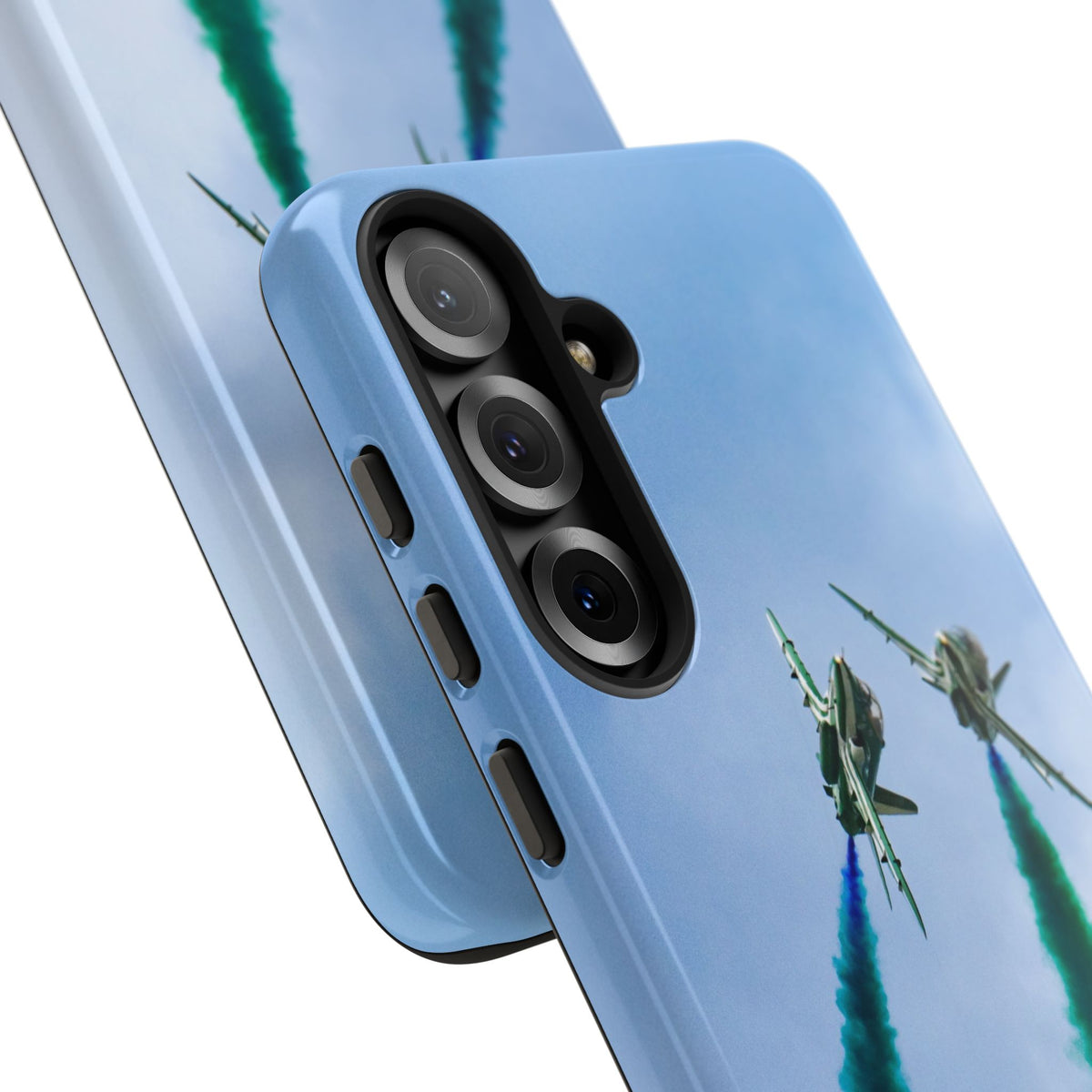 Two Saudi Hawks jets crossing in green smoke aviation photo Samsung Galaxy tough phone case – view 17