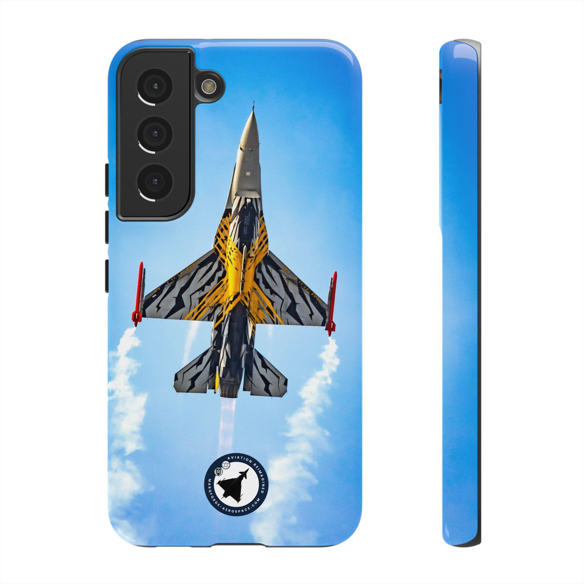 Belgian tiger-striped F-16 climbing vertically aviation photo Samsung Galaxy tough phone case – view 10