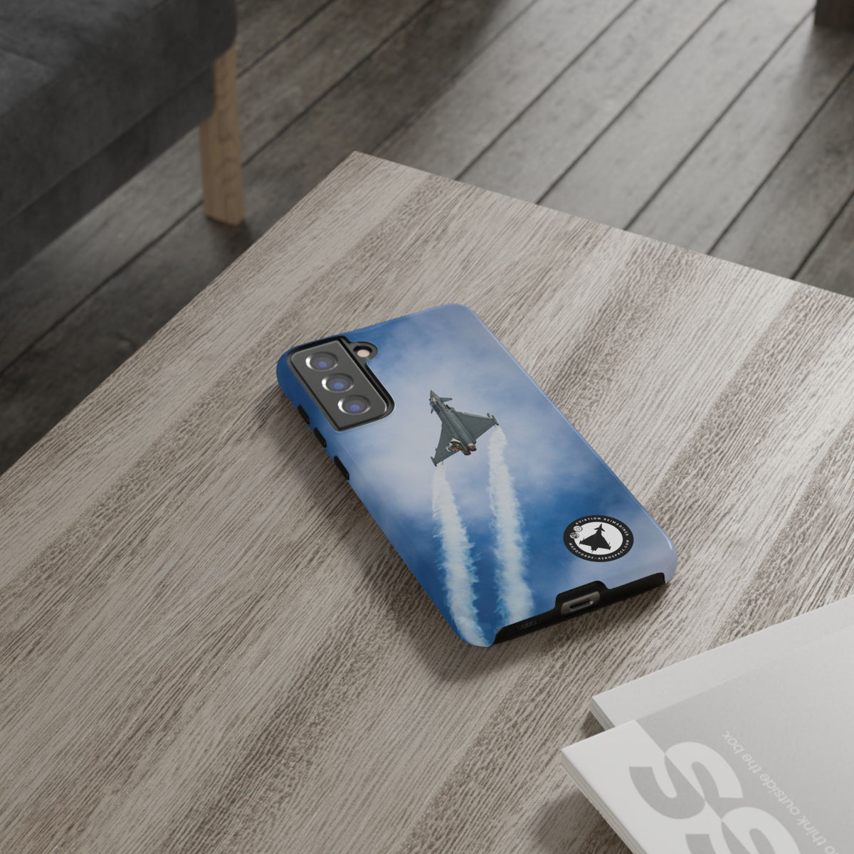 Italian Eurofighter climbing with twin white trails aviation photo Samsung Galaxy tough phone case – view 28