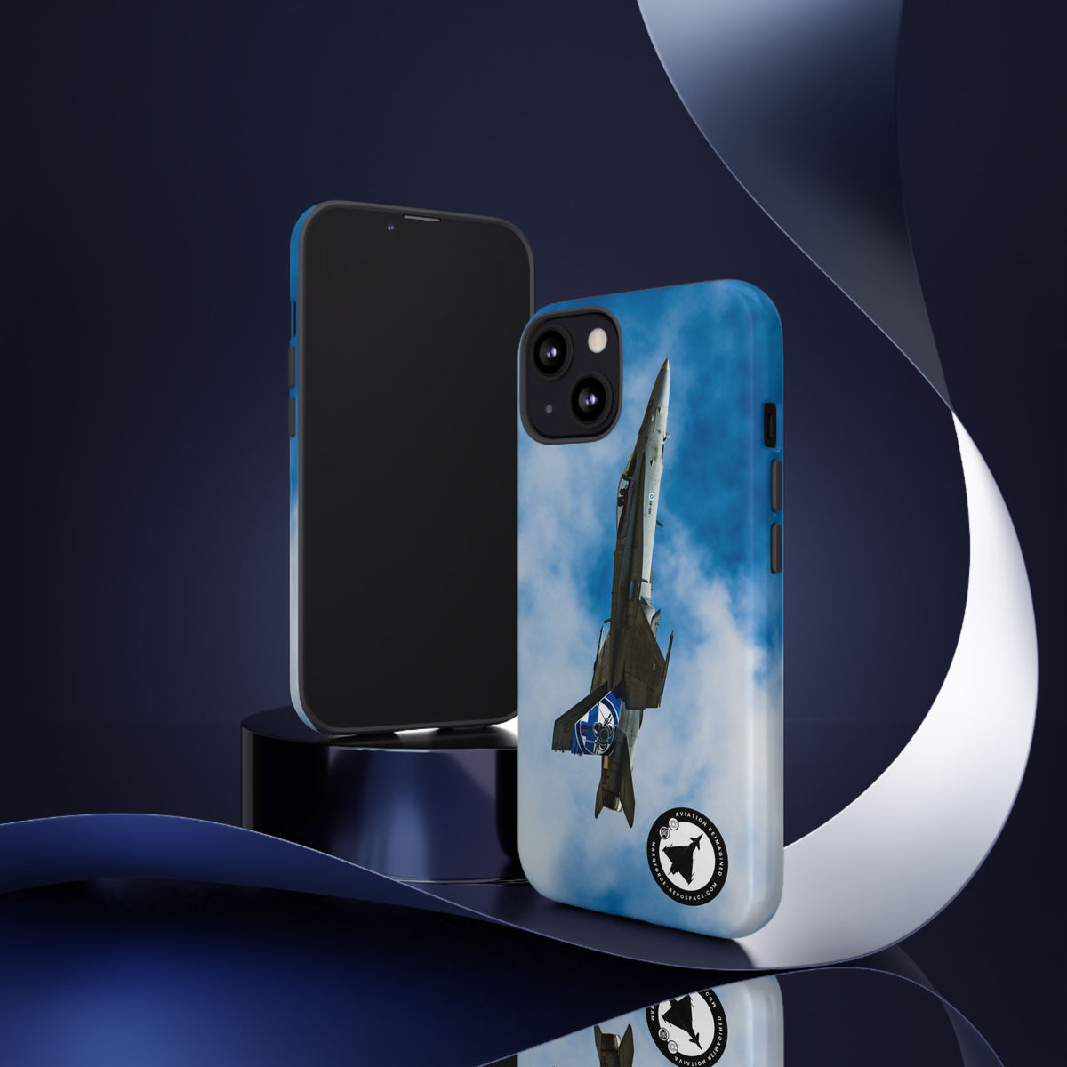 Finnish Hornet climbing with blue and white tail art aviation photo iPhone tough phone case – view 16