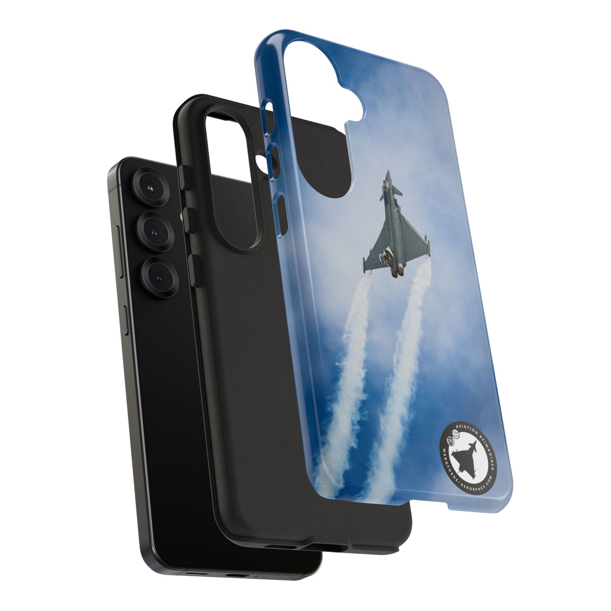 Italian Eurofighter climbing with twin white trails aviation photo Samsung Galaxy tough phone case – view 23