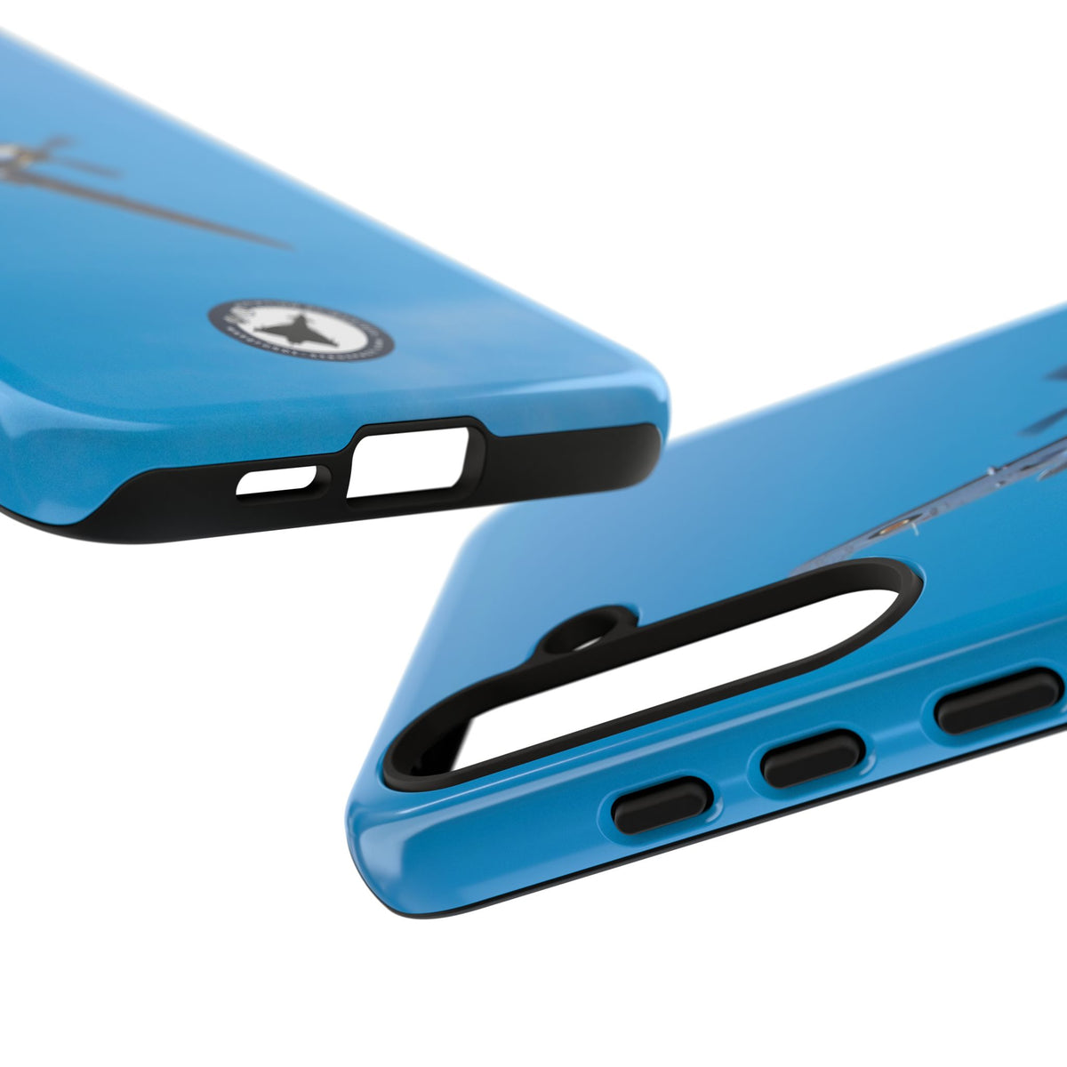 Camouflaged RAF Spitfire banking in a blue sky aviation photo Samsung Galaxy tough phone case – view 38