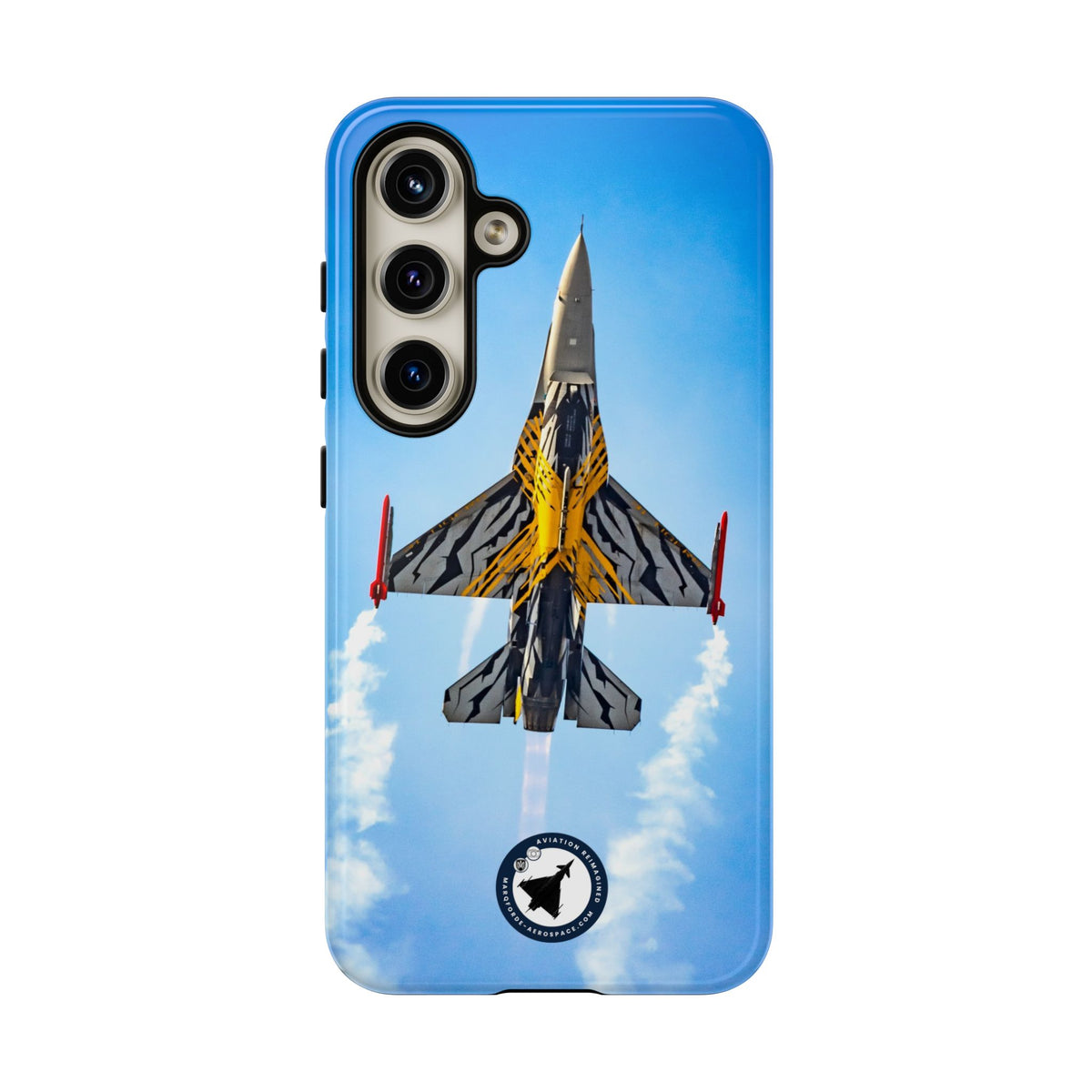 Belgian tiger-striped F-16 climbing vertically aviation photo Samsung Galaxy tough phone case – view 16