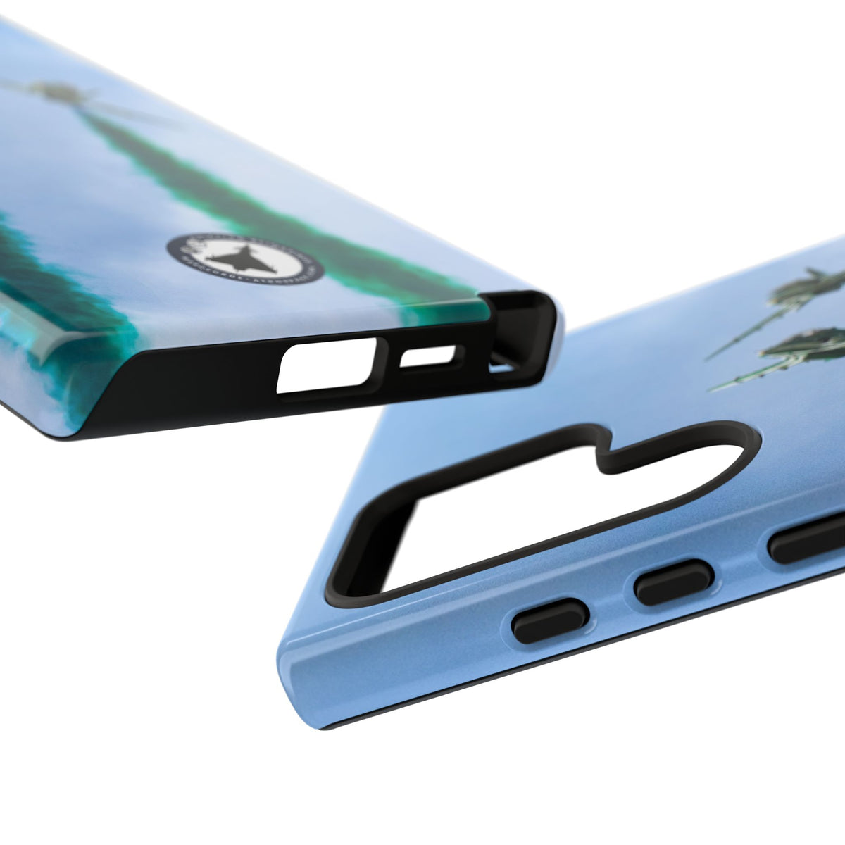 Two Saudi Hawks jets crossing in green smoke aviation photo Samsung Galaxy tough phone case – view 43