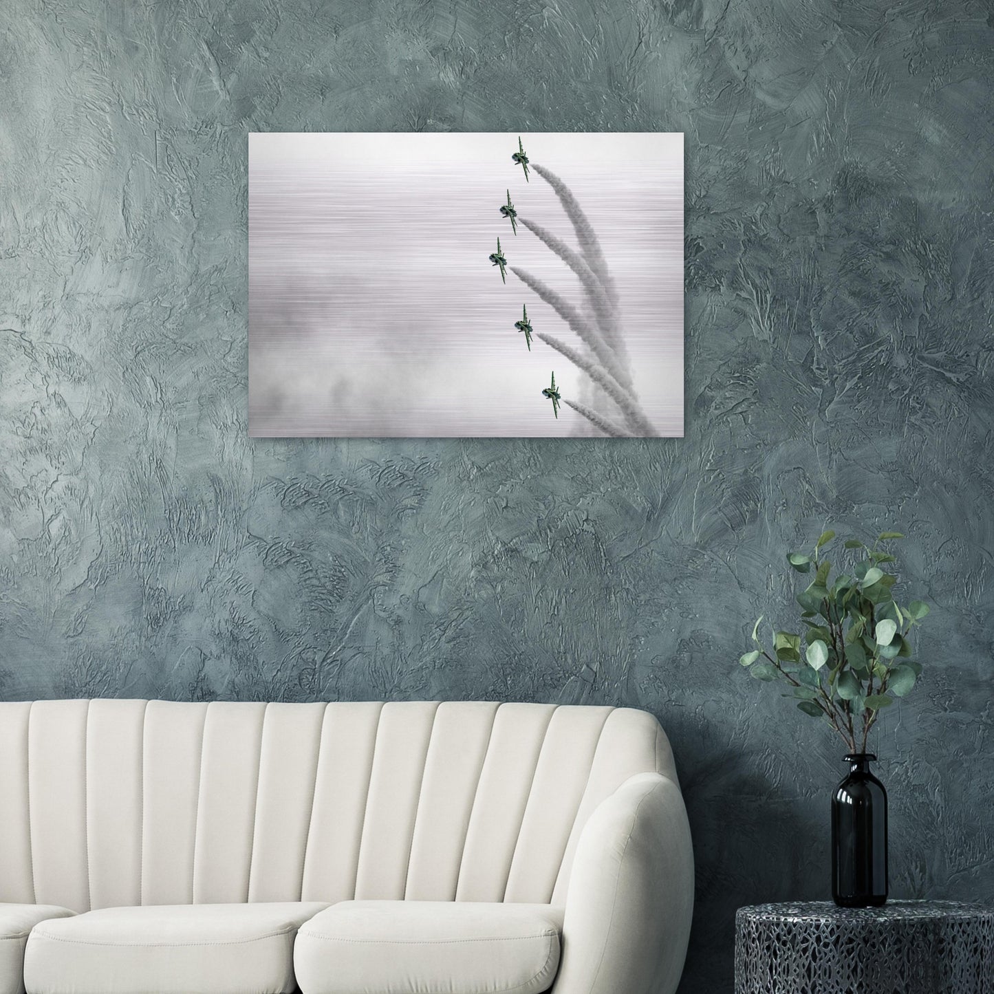High-Resolution Royal Saudi Hawks Brushed Aluminum Aviation Print