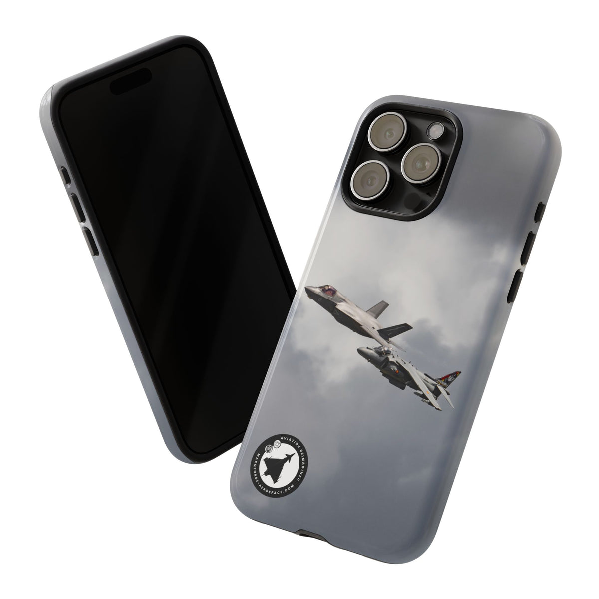 RAF F-35B and Spanish Navy Harrier in formation aviation photo iPhone tough phone case – view 34