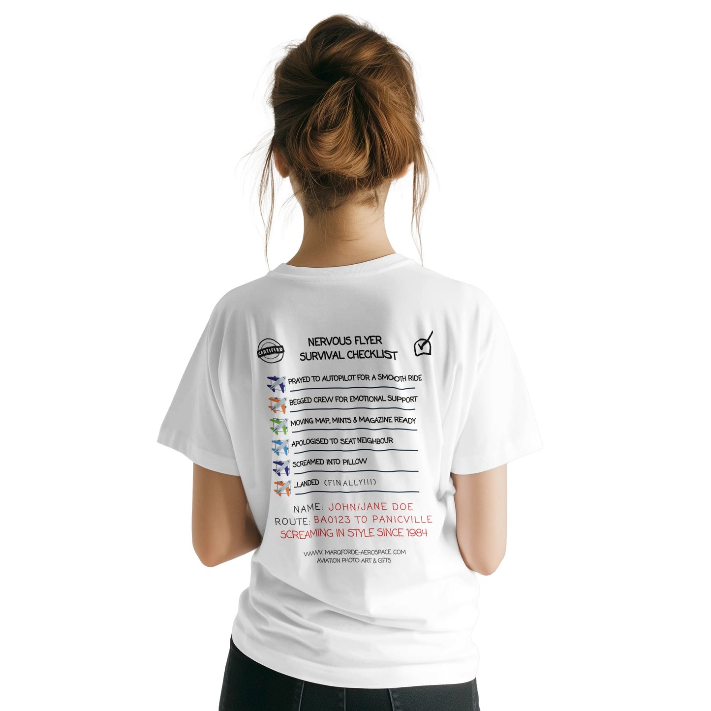Aviation Enthusiast T-Shirt – Nervous Flyer Checklist Print