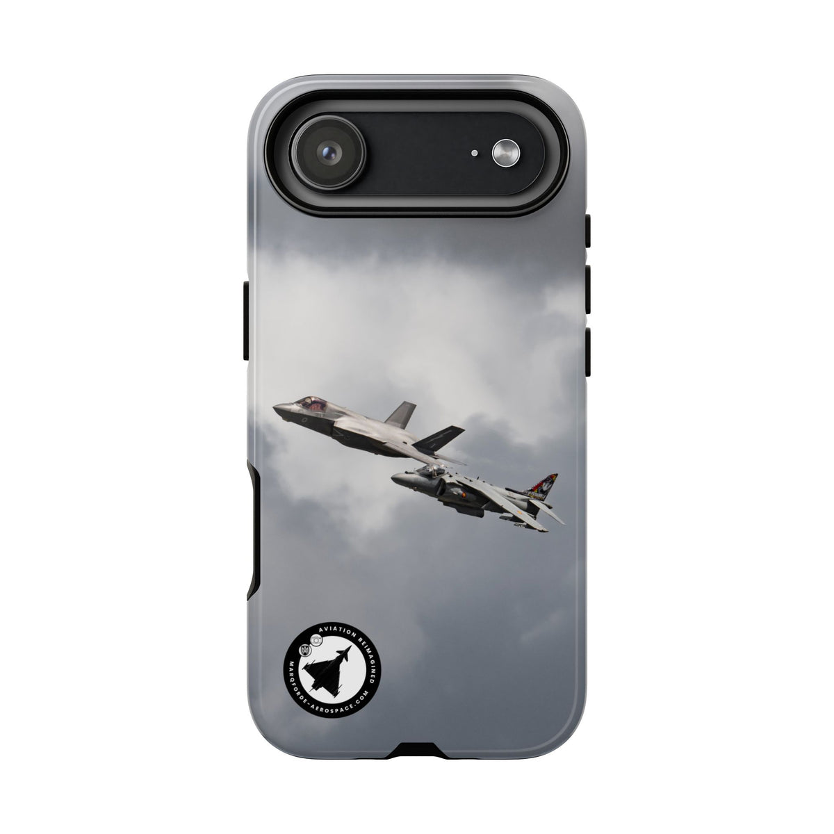 RAF F-35B and Spanish Navy Harrier in formation aviation photo iPhone tough phone case – view 15