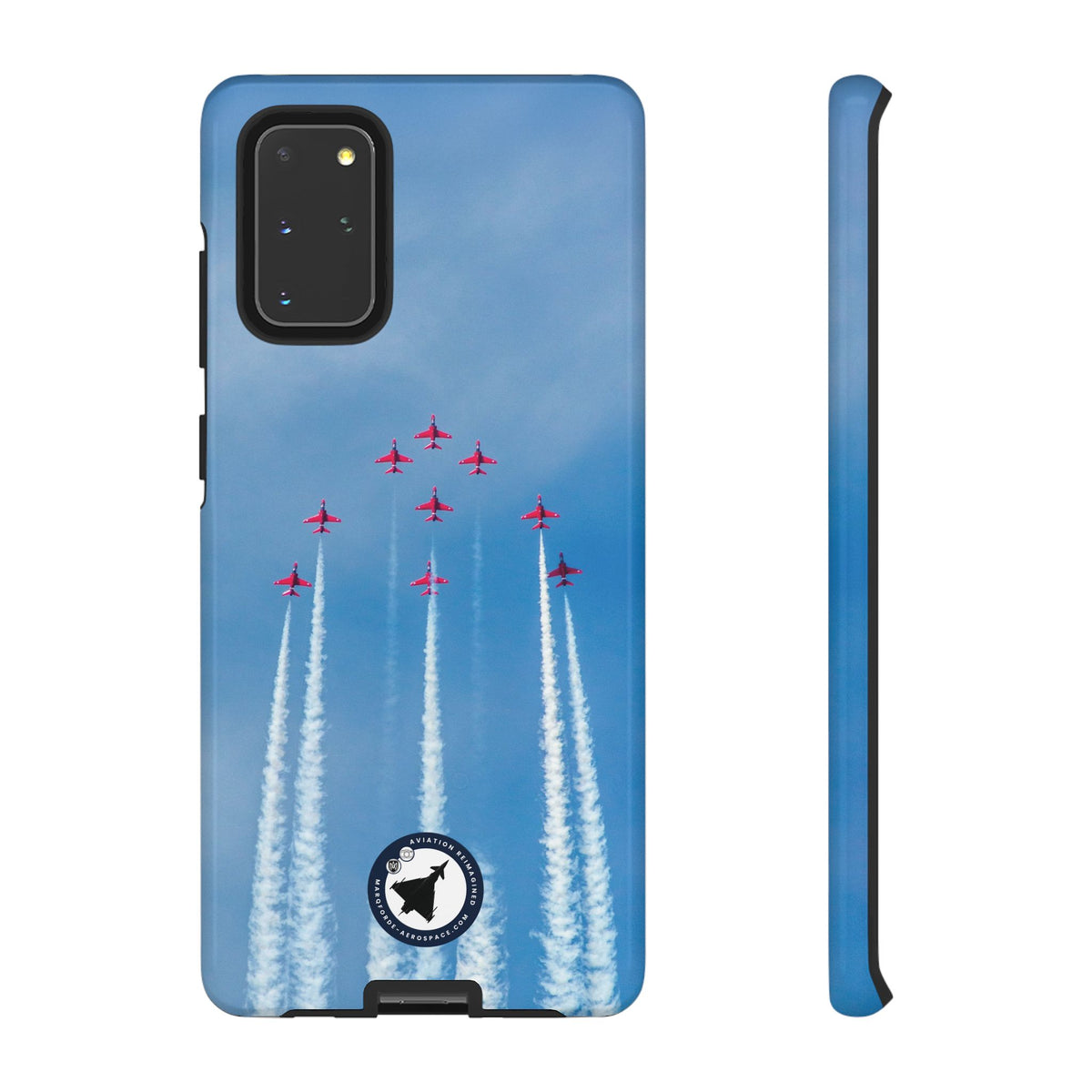 Nine Red Arrows Hawks climbing with white smoke aviation photo Samsung Galaxy tough phone case – view 4