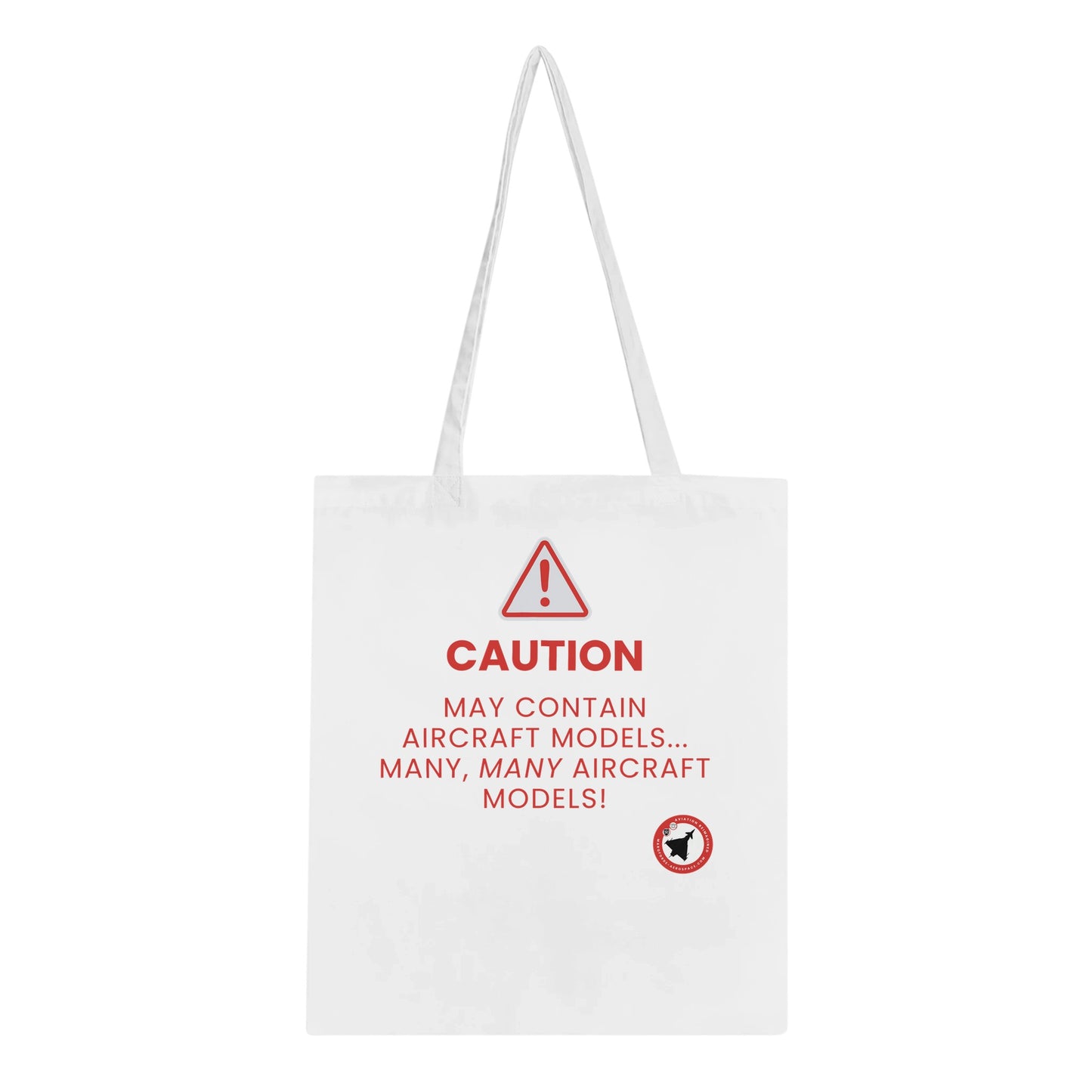 Durable Tote Bag Featuring May Contain Aircraft Models Text