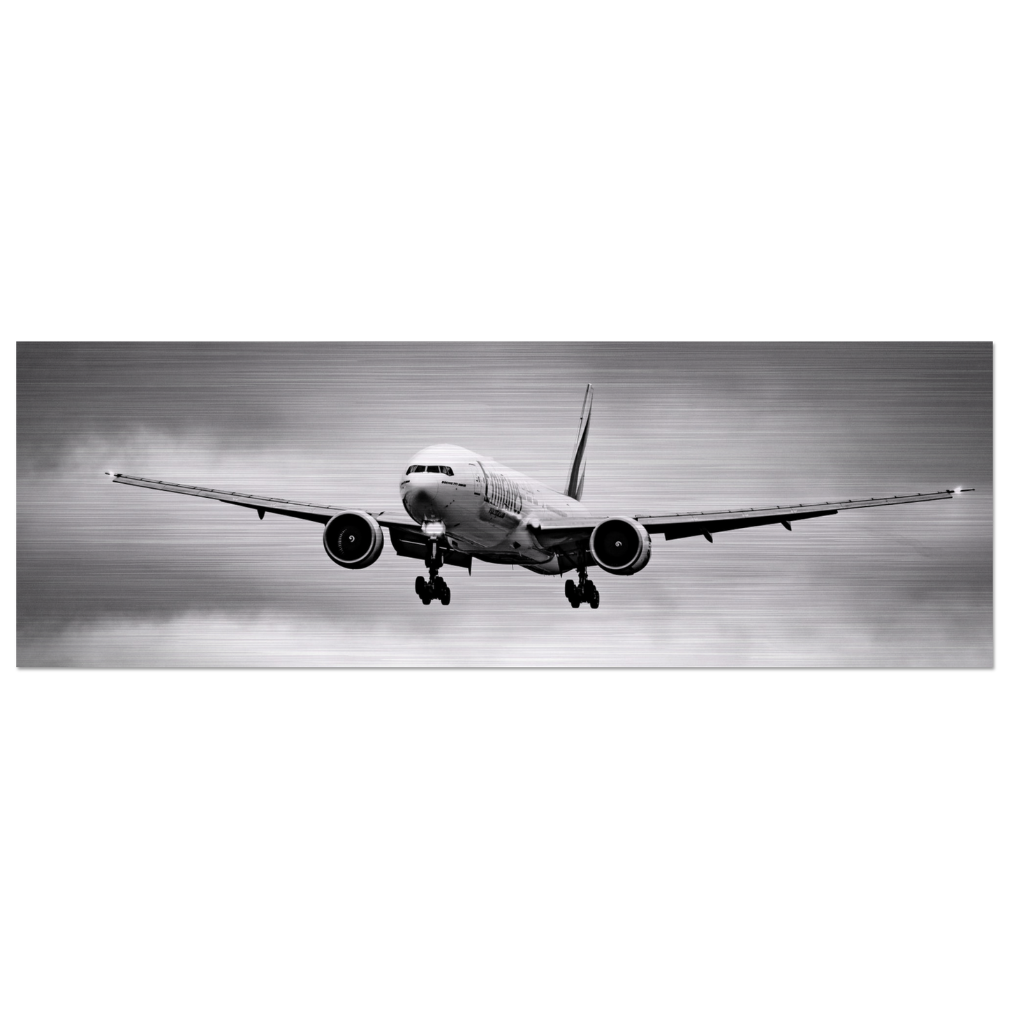 Emirates Boeing 777-300ER Brushed Aluminium Print – Premium Aviation Art