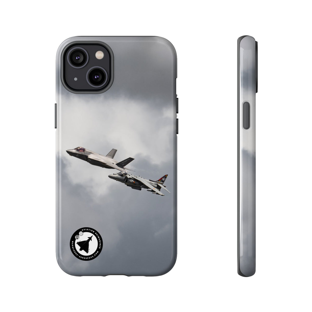 RAF F-35B and Spanish Navy Harrier in formation aviation photo iPhone tough phone case – view 4