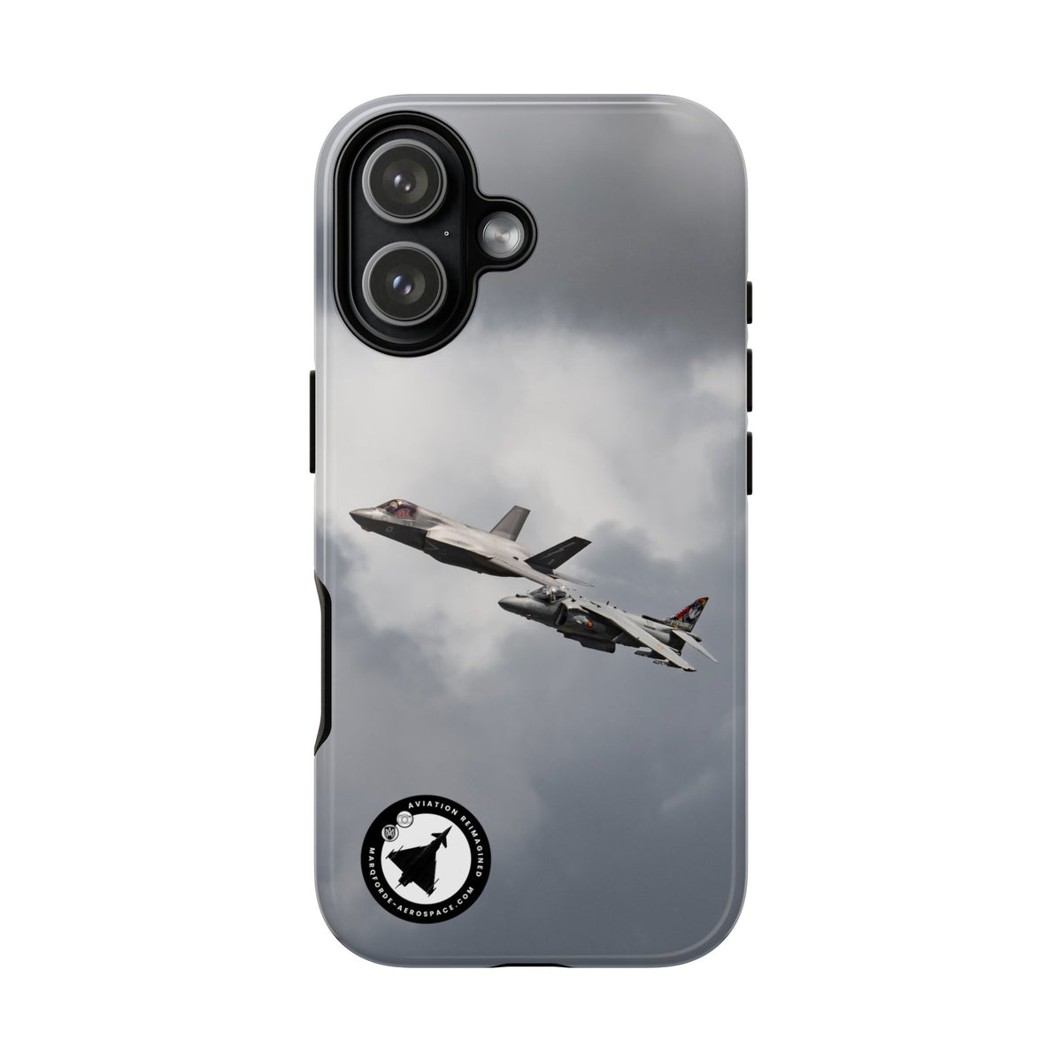 RAF F-35B and Spanish Navy Harrier in formation aviation photo iPhone tough phone case – view 14