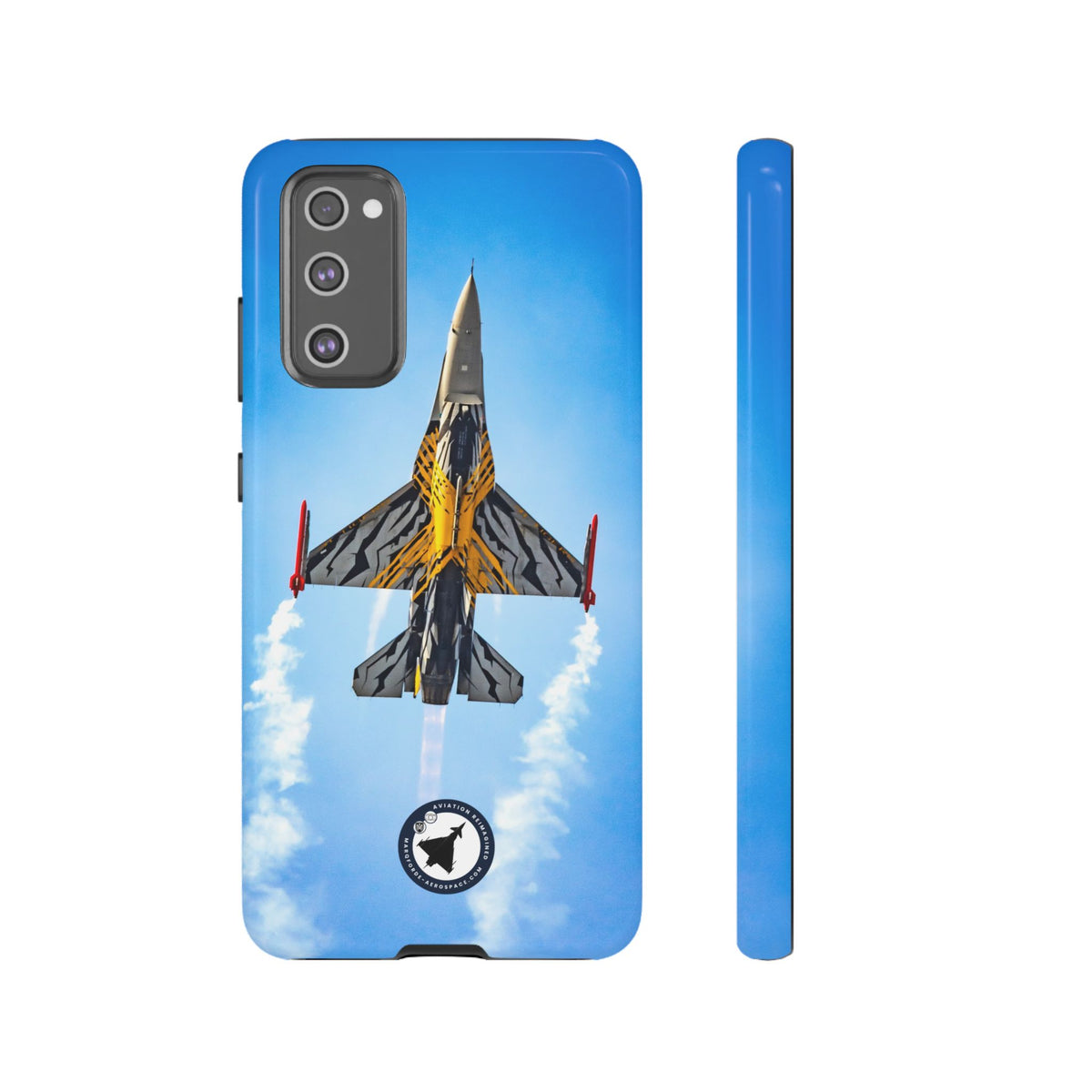 Belgian tiger-striped F-16 climbing vertically aviation photo Samsung Galaxy tough phone case – view 8