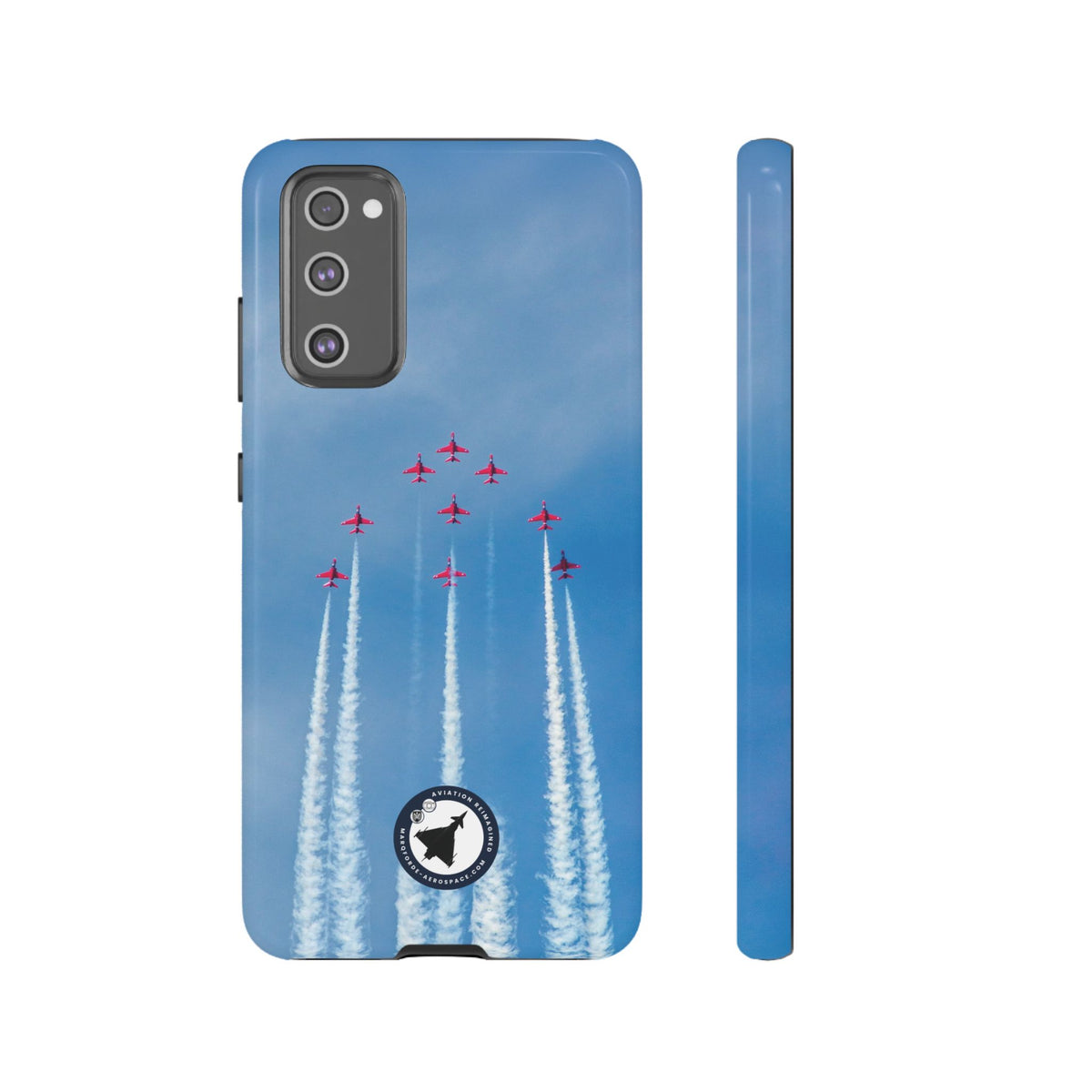 Nine Red Arrows Hawks climbing with white smoke aviation photo Samsung Galaxy tough phone case – view 8