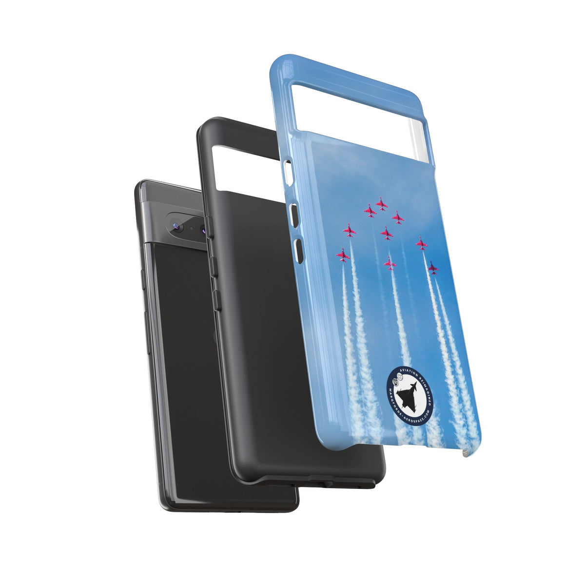 Nine Red Arrows Hawks climbing with white smoke aviation photo Google Pixel tough phone case – view 10