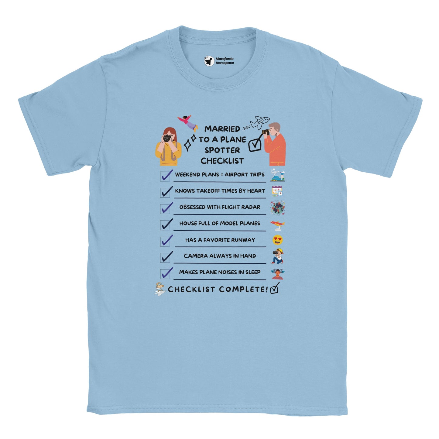 Married to a Planespotter Checklist Unisex T-Shirt – Fun Aviation Apparel