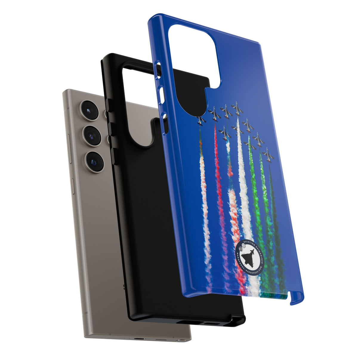 Frecce Tricolori formation trailing tricolour smoke aviation photo Samsung Galaxy tough phone case – view 52