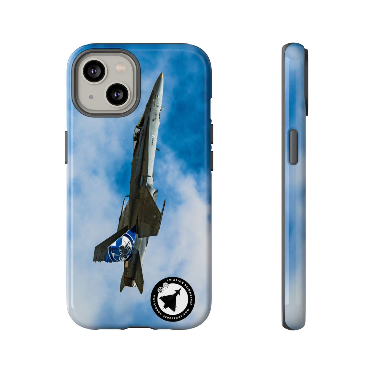 Finnish Hornet climbing with blue and white tail art aviation photo iPhone tough phone case – view 10