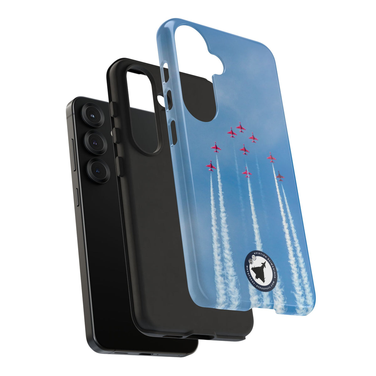 Nine Red Arrows Hawks climbing with white smoke aviation photo Samsung Galaxy tough phone case – view 52