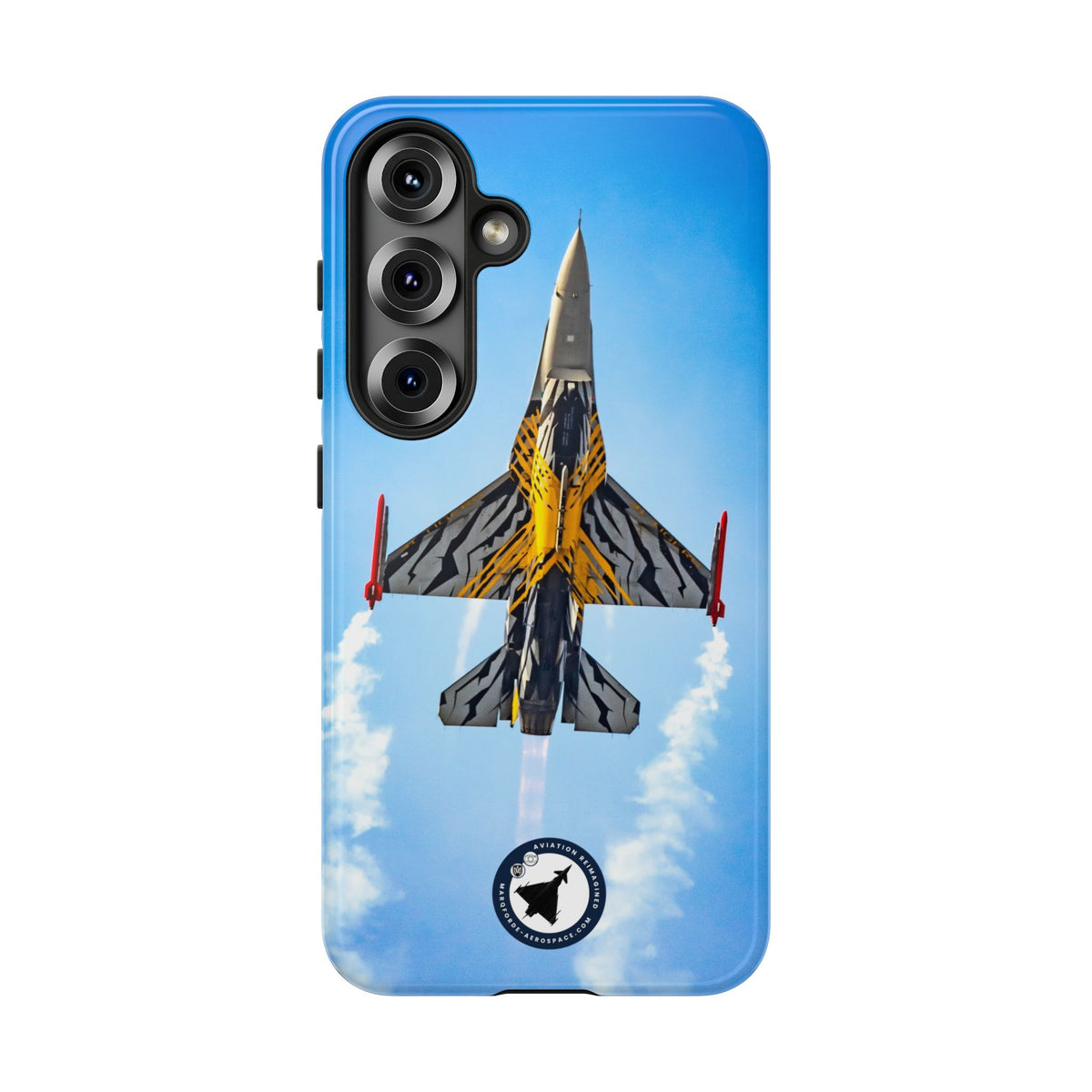 Belgian tiger-striped F-16 climbing vertically aviation photo Samsung Galaxy tough phone case – view 19