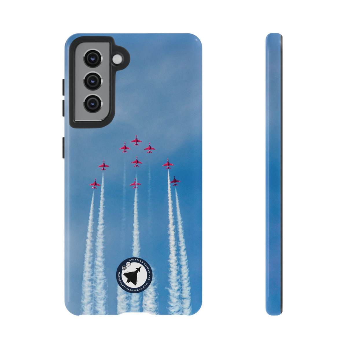 Nine Red Arrows Hawks climbing with white smoke aviation photo Samsung Galaxy tough phone case – view 5