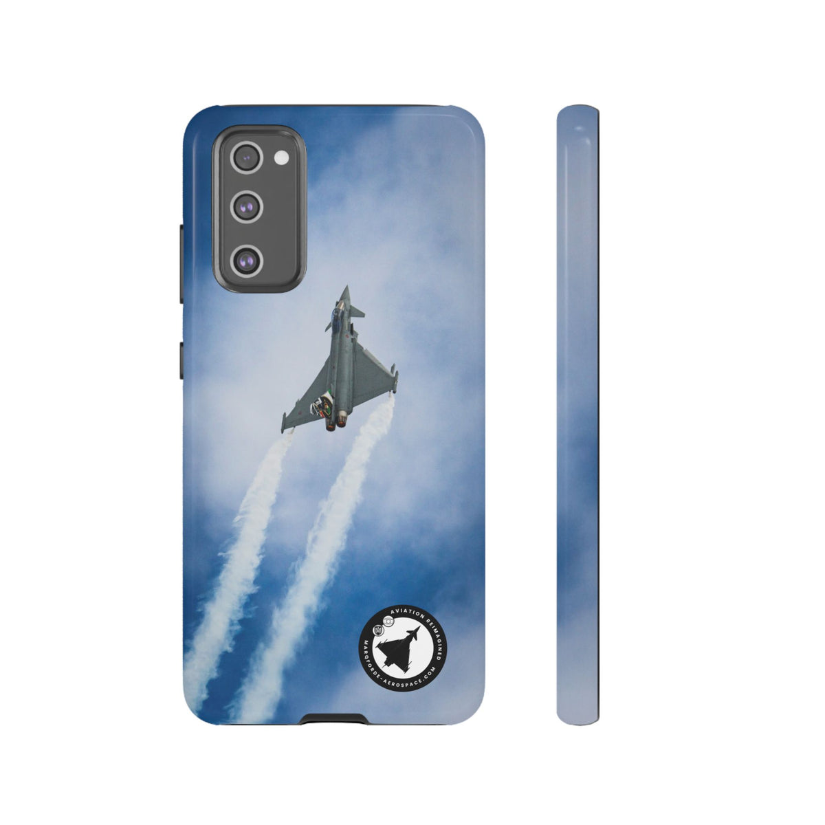 Italian Eurofighter climbing with twin white trails aviation photo Samsung Galaxy tough phone case – view 8