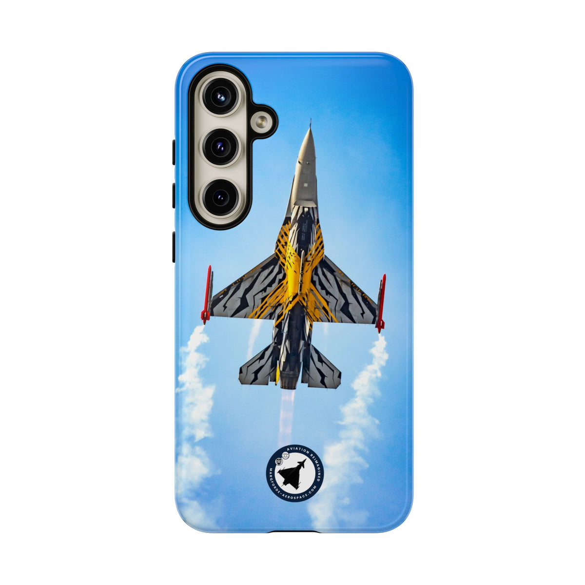 Belgian tiger-striped F-16 climbing vertically aviation photo Samsung Galaxy tough phone case – view 17
