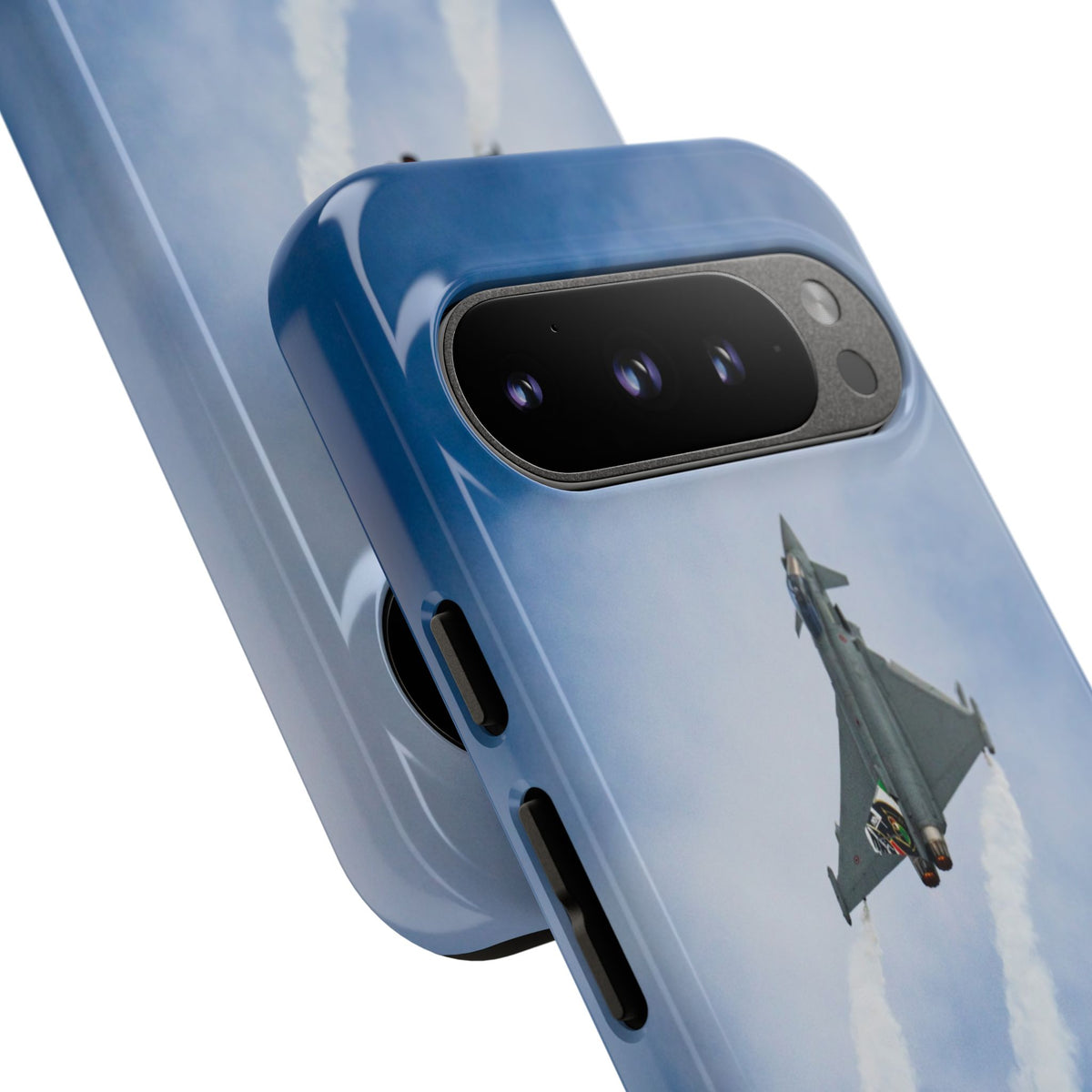 Italian Eurofighter climbing with twin white trails aviation photo Google Pixel tough phone case – view 20