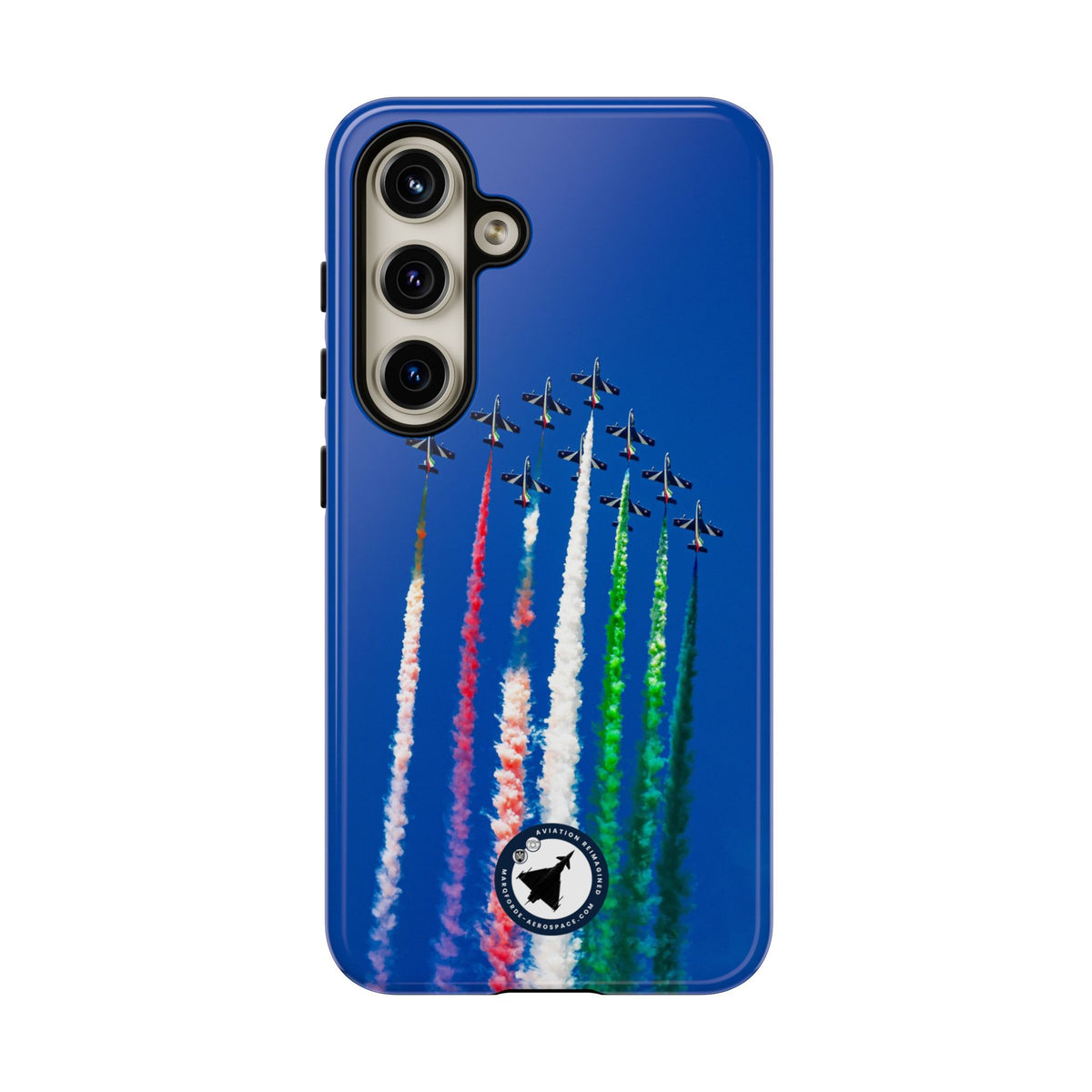 Frecce Tricolori formation trailing tricolour smoke aviation photo Samsung Galaxy tough phone case – view 3