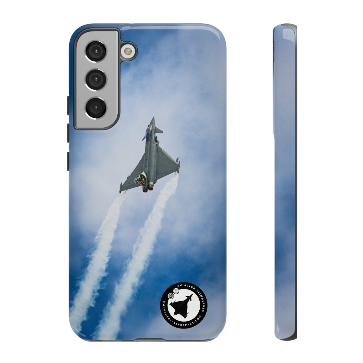 Italian Eurofighter climbing with twin white trails aviation photo Samsung Galaxy tough phone case – view 11