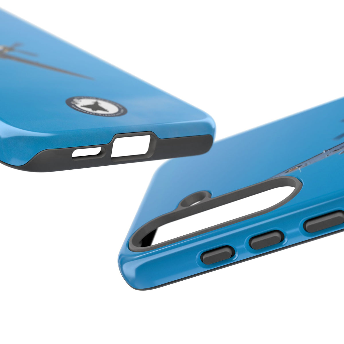 Camouflaged RAF Spitfire banking in a blue sky aviation photo Samsung Galaxy tough phone case – view 17
