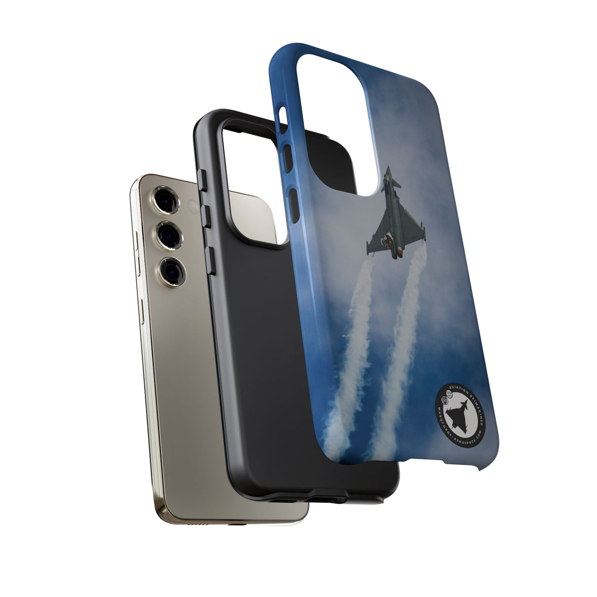 Italian Eurofighter climbing with twin white trails aviation photo Samsung Galaxy tough phone case – view 33