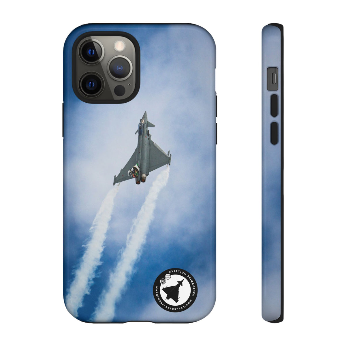 Italian Eurofighter climbing with twin white trails aviation photo iPhone tough phone case – view 7