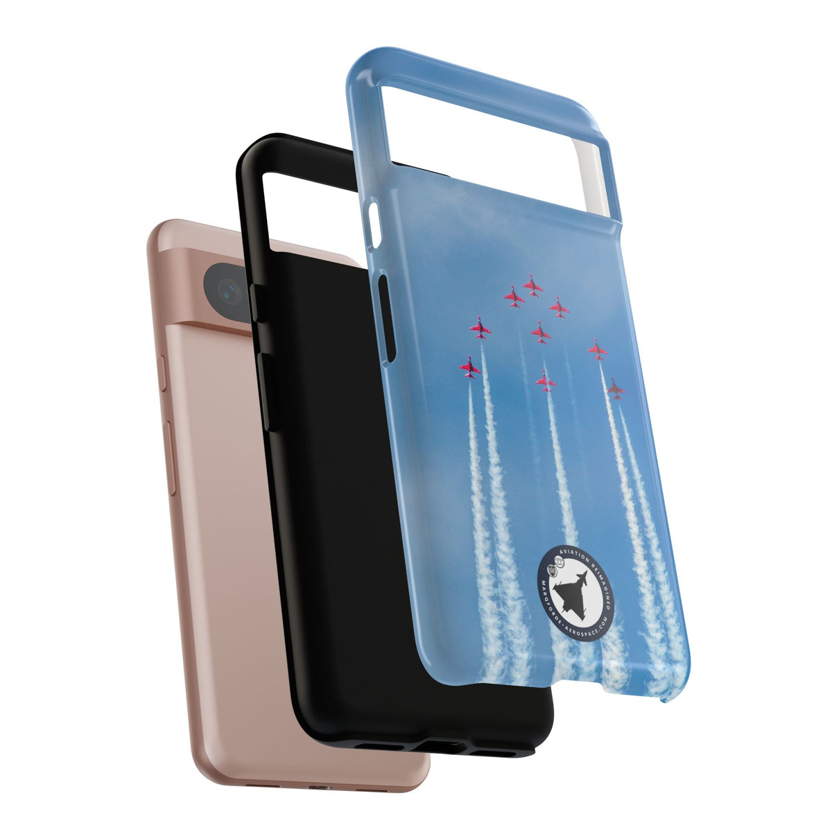 Nine Red Arrows Hawks climbing with white smoke aviation photo Google Pixel tough phone case – view 17