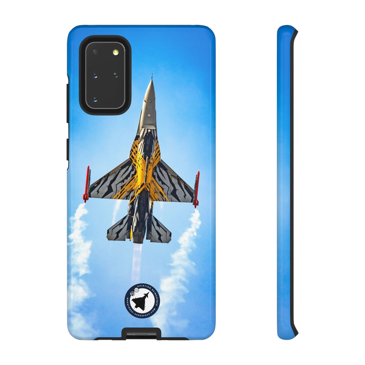 Belgian tiger-striped F-16 climbing vertically aviation photo Samsung Galaxy tough phone case – view 4