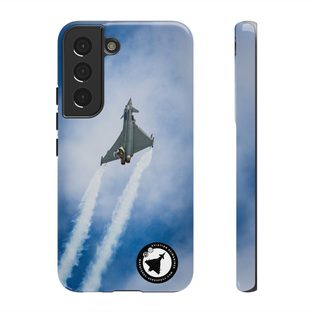 Italian Eurofighter climbing with twin white trails aviation photo Samsung Galaxy tough phone case – view 10