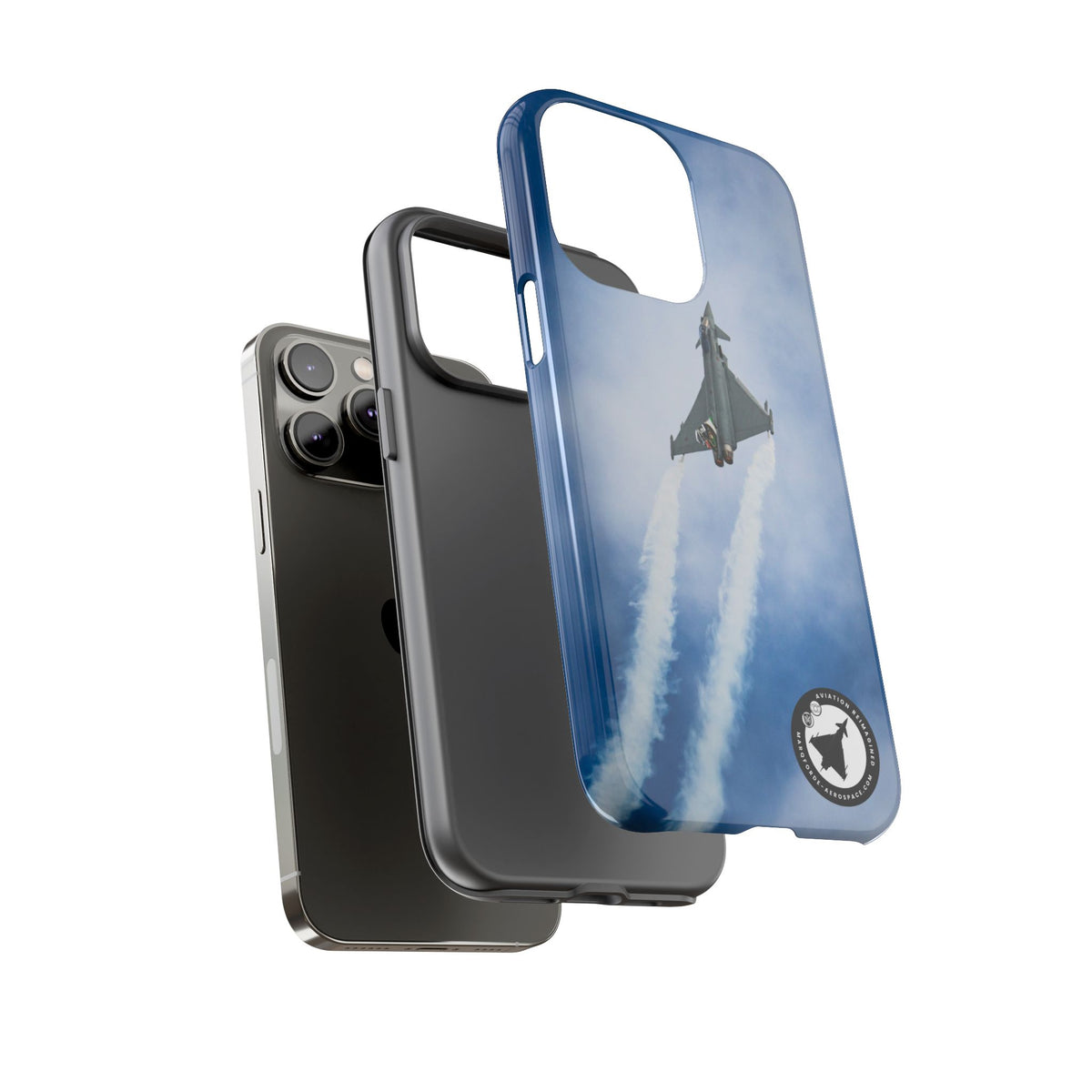 Italian Eurofighter climbing with twin white trails aviation photo iPhone tough phone case – view 31