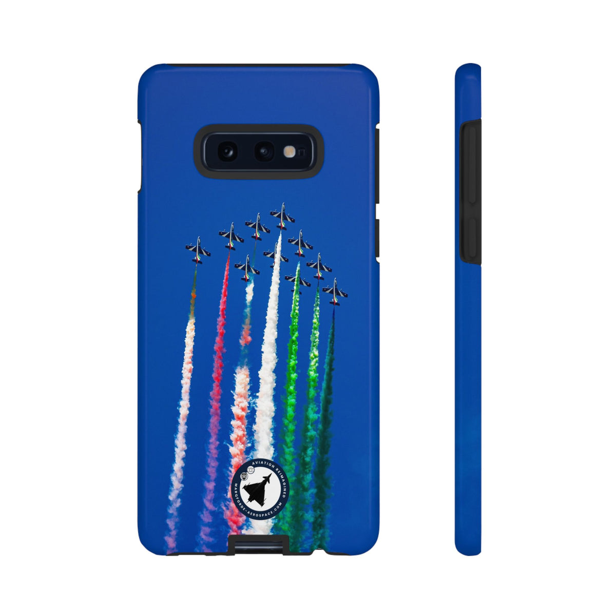 Frecce Tricolori formation trailing tricolour smoke aviation photo Samsung Galaxy tough phone case – view 4