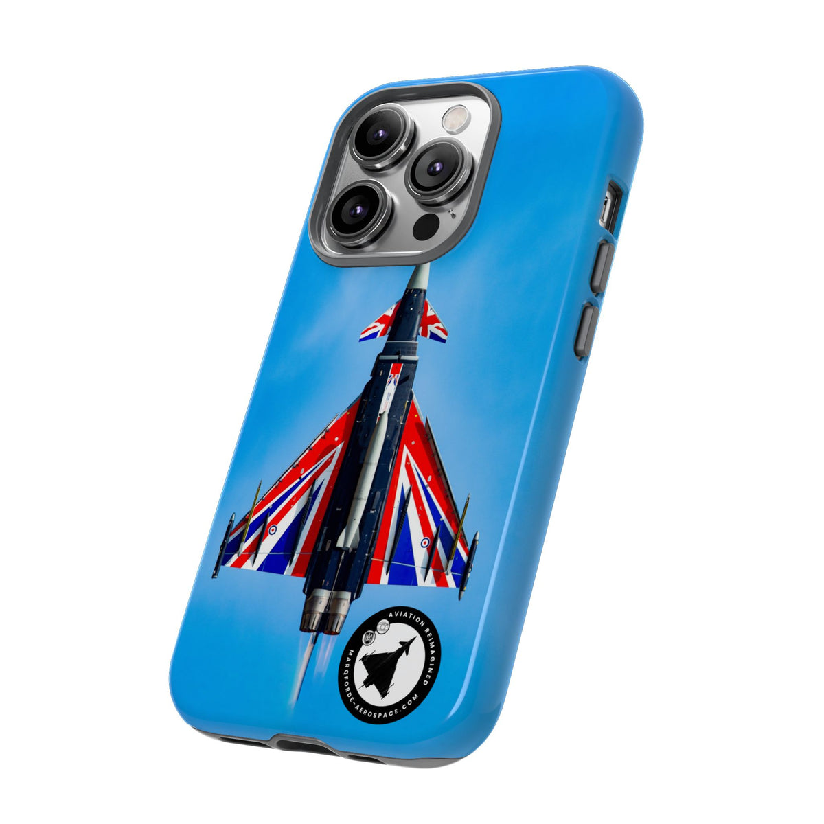 Union Flag Typhoon Blackjack climbing, seen from below aviation photo iPhone tough phone case – view 25
