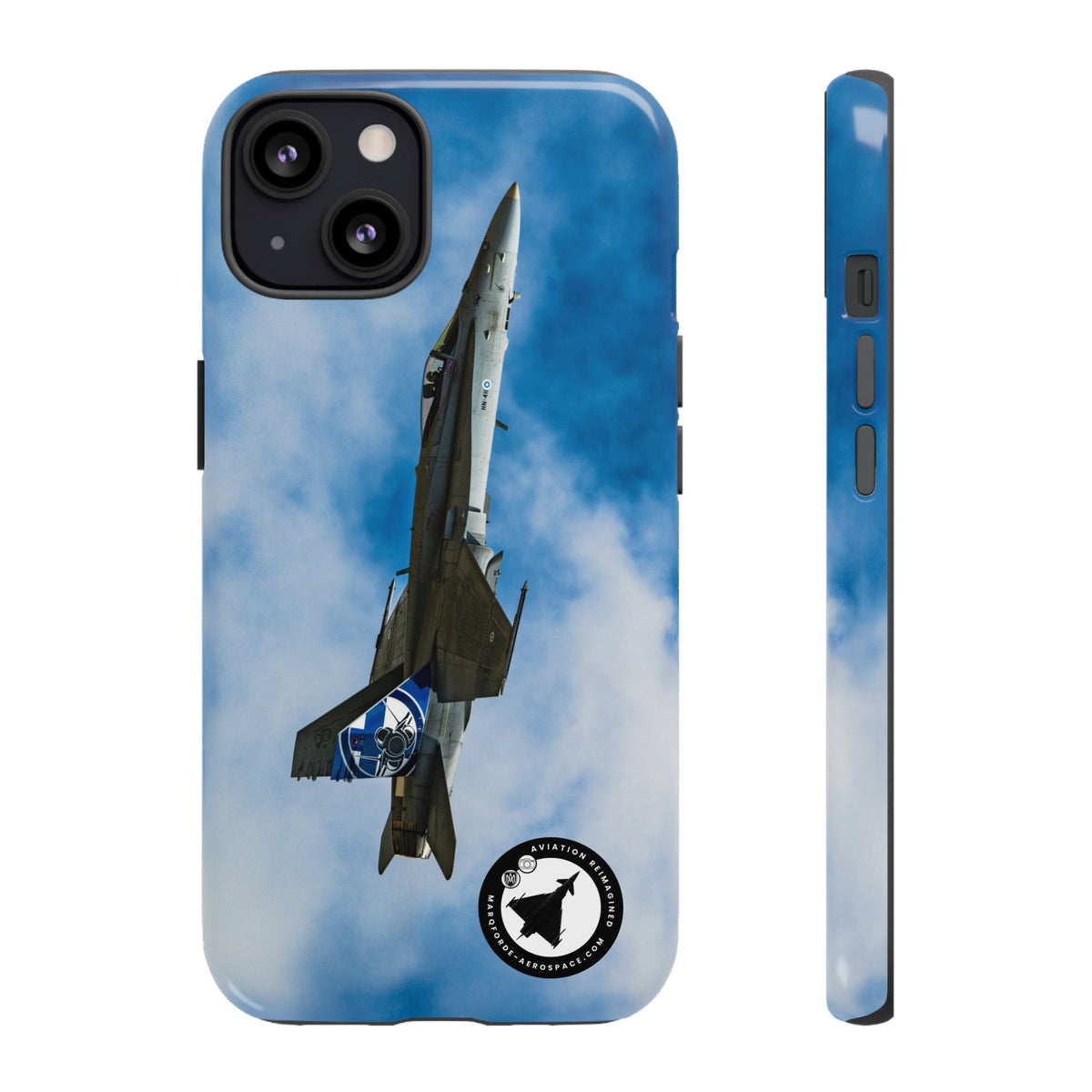 Finnish Hornet climbing with blue and white tail art aviation photo iPhone tough phone case – view 9